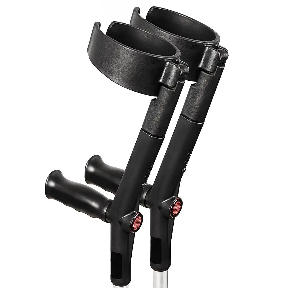 Rebotec Safe-In-Soft, Forearm Crutches with Safety Cuff & Hinge - Light Grey