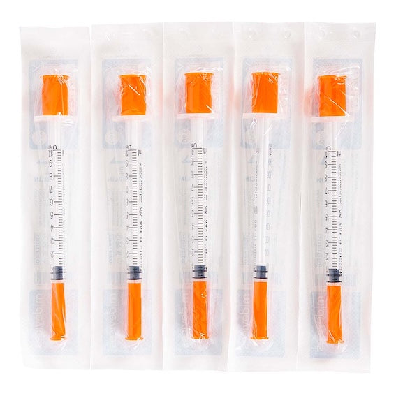 Insulin Syringe with Retractable Safety Needle, Box of 100 - 29G x 13mm