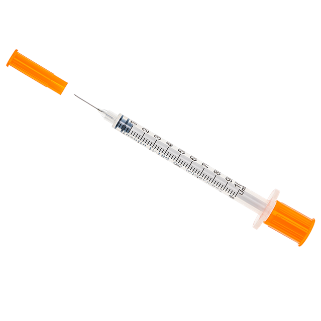 Insulin Syringe with Fixed Needle, Box of 100 - 27G x 13mm