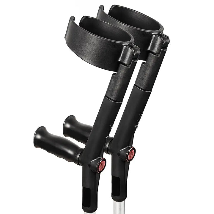 Rebotec Safe-In-Soft, Forearm Crutches with Safety Cuff & Hinge - Black